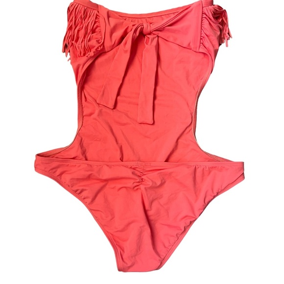 L*Space Free Love Fringe Cut Out One Piece Bathing Suit in Watermelon - Picture 8 of 11